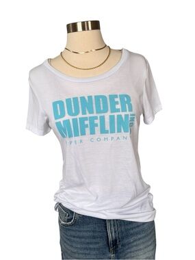 The Office Dunder Mifflin women's tee white blue L